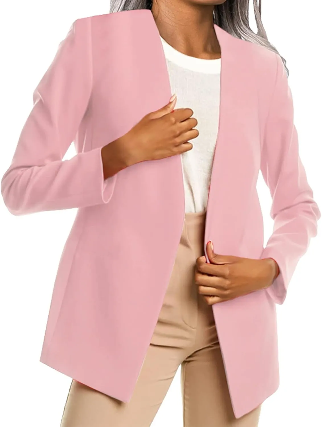 Women's Summer Blazer Long Sleeve Elegant Temperament Casual Business Comfortable Solid Color Dressy Suit Jackets