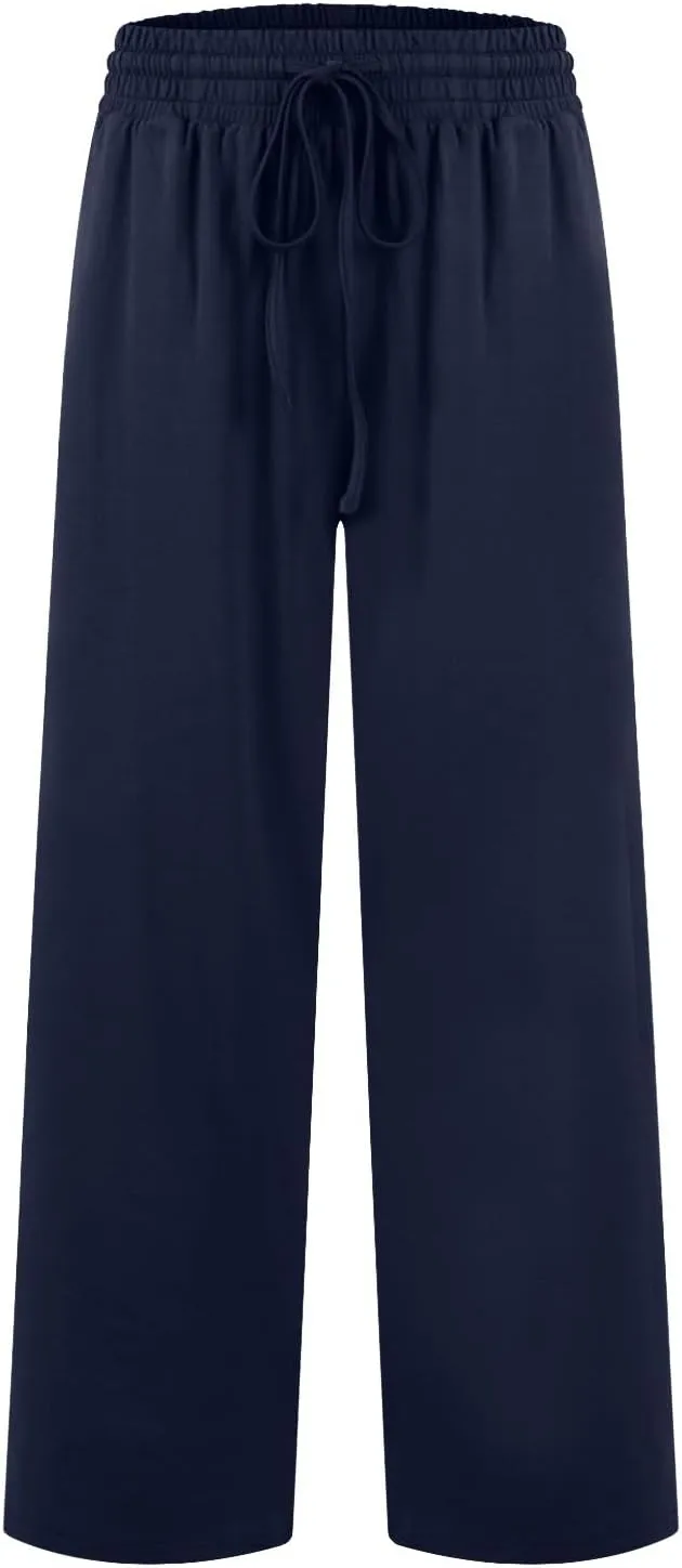 Womens Sweatpants Wide Leg Baggy Cotton Sweat Pants High Waisted Palazzo Workout Yoga Pants Lightweight Lounge Pants