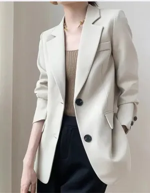 Women'S Thin Solid Loose Simple Casual Blazers Single Breasted Capable Classy Suit Coat