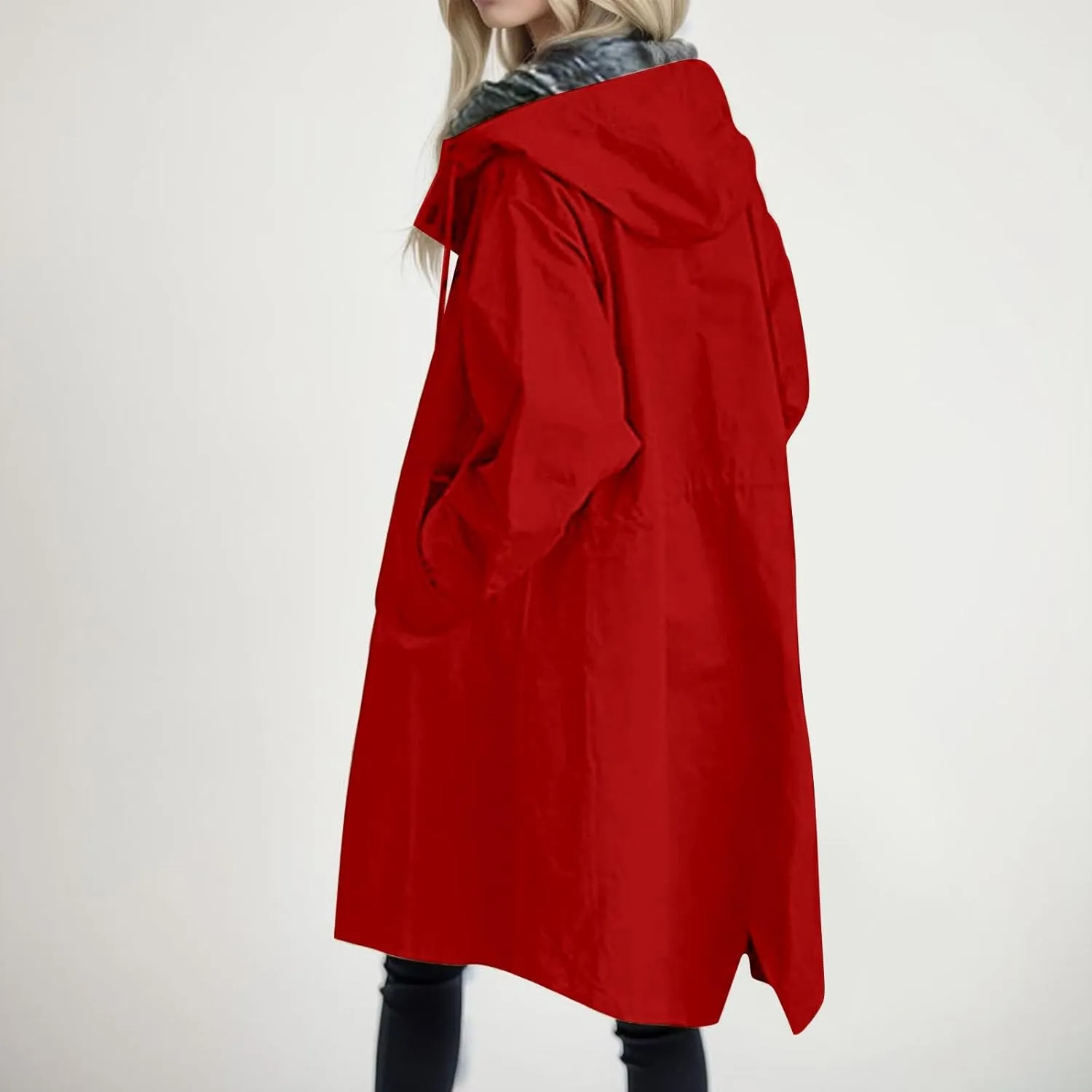 Womens Trench Coat Waterproof Women's Trench Jackets Rain Jacket Hooded Oversized Elegant Windbreaker Coat Outwear