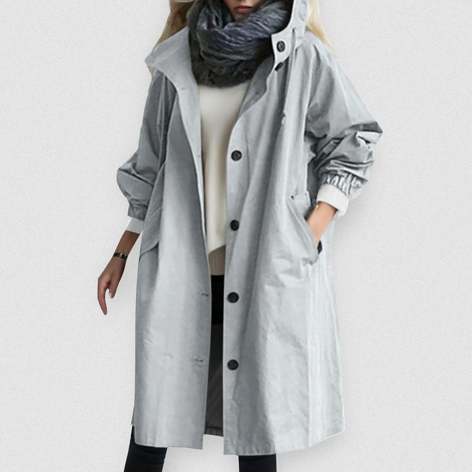 Womens Trench Coat Waterproof Women's Trench Jackets Rain Jacket Hooded Oversized Elegant Windbreaker Coat Outwear