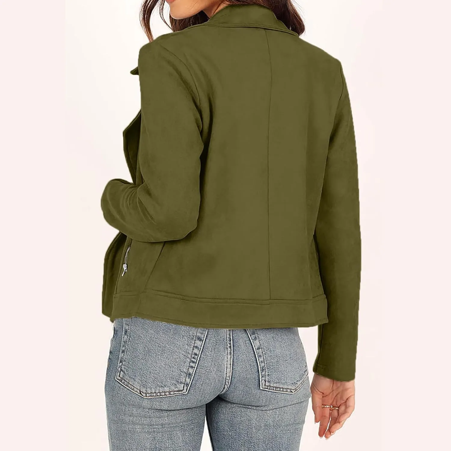 Womens Trendy Coats 2024 Fall Biker Moto Jacket Fashion Long Sleeve Zipper Short Casual Coat Streetwear Cropped Outwear