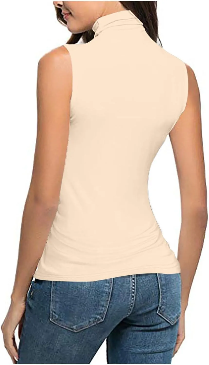 Women's Trendy Sleeveless Turtleneck Solid Color Shirts Summer Fashion Slim Casual Tops Sexy Night Dating Blouse