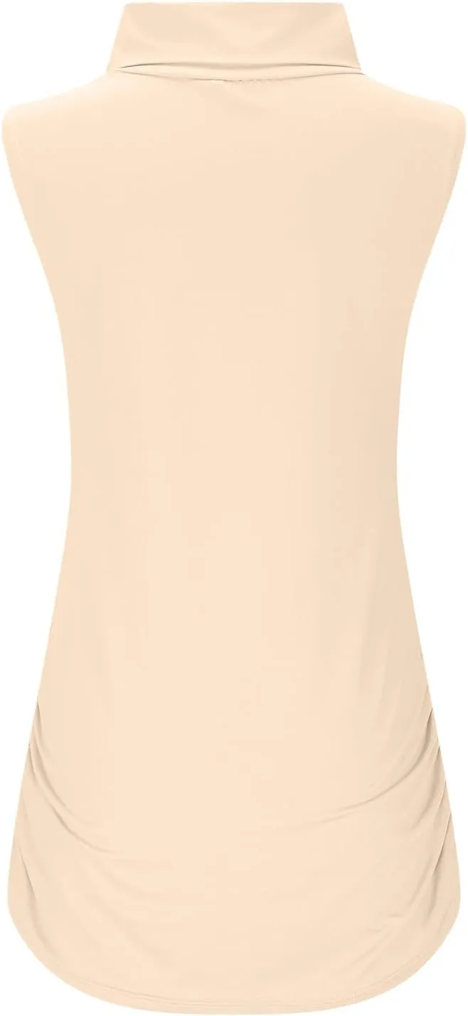 Women's Trendy Sleeveless Turtleneck Solid Color Shirts Summer Fashion Slim Casual Tops Sexy Night Dating Blouse
