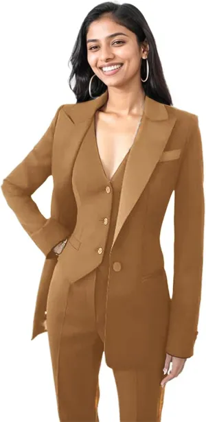 Womens Tuxedo 3 Piece Suit Sets for Women Blazer Pants Vest Set Womens Business Professional Outfits