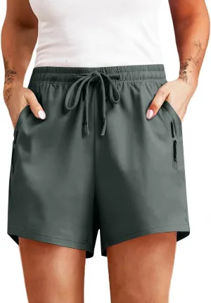 Womens Ultra Stretch Quick Drying Shorts Summer Breathable Beeswan Shorts High Waist Drawstring Beach Pants