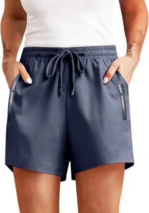 Womens Ultra Stretch Quick Drying Shorts Summer Breathable Beeswan Shorts High Waist Drawstring Beach Pants
