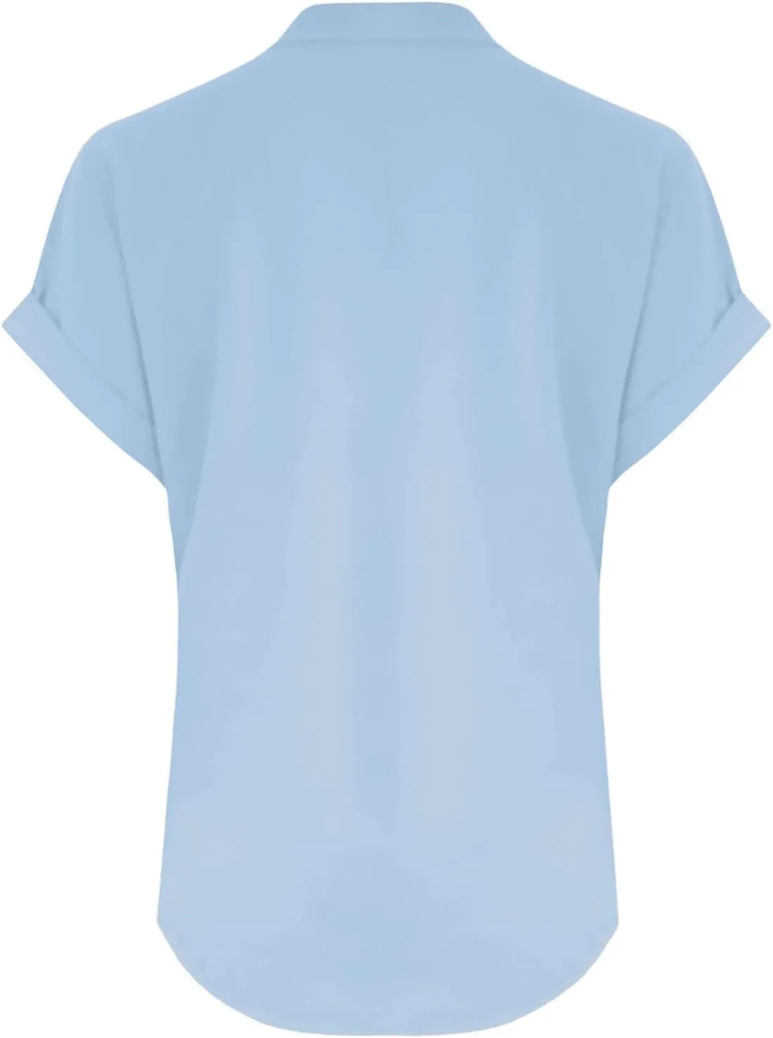 Women's V Neck Short Sleeve Tops Summer Solid Color Loose Shirts Casual Comfy Ventilate Fashion Daily Home Blouse