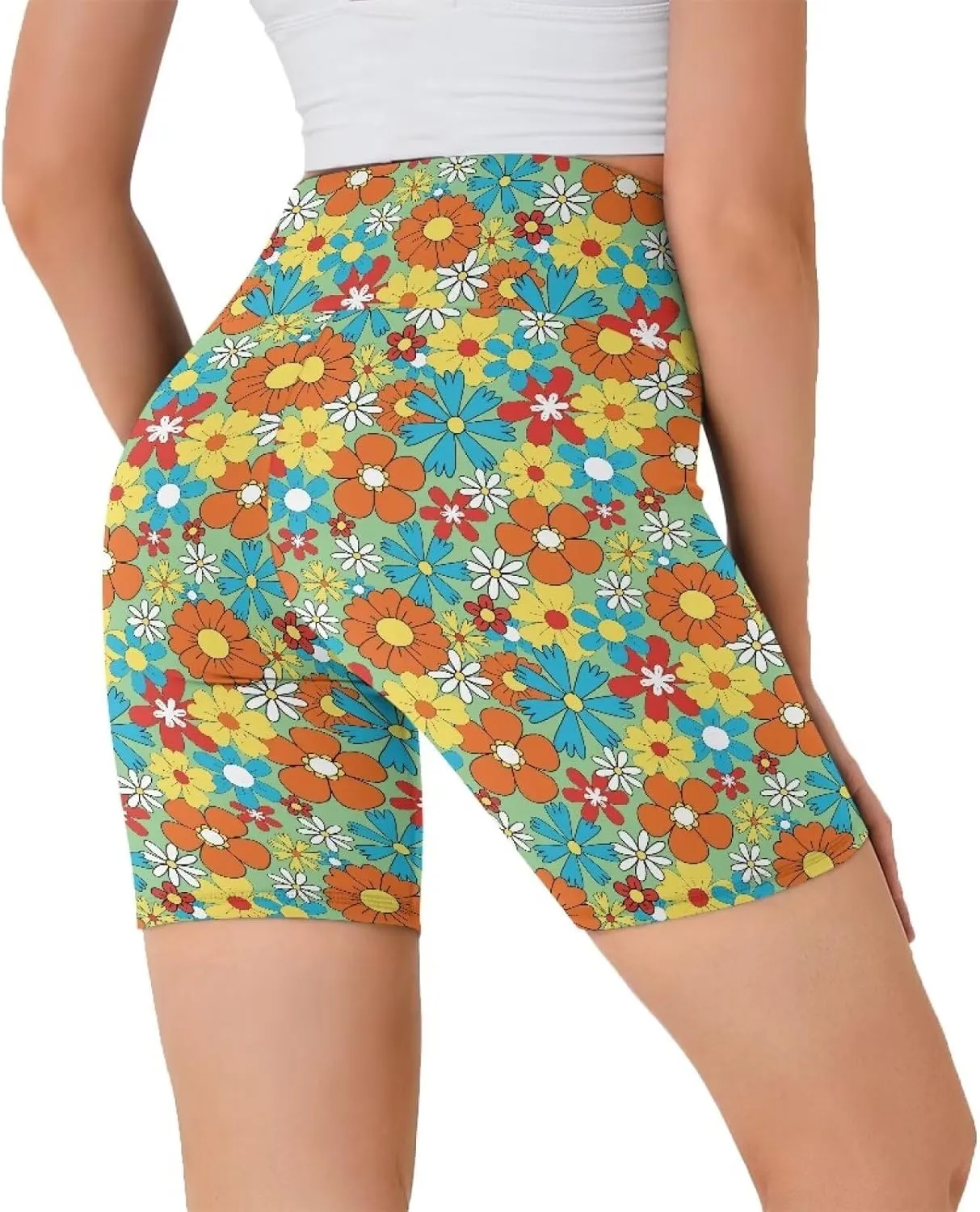 Womens Yoga Shorts High Waist Workout Athletic Shorts Tummy Control Yoga Gym Running Volleyball Shorts for Women