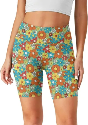 Womens Yoga Shorts High Waist Workout Athletic Shorts Tummy Control Yoga Gym Running Volleyball Shorts for Women