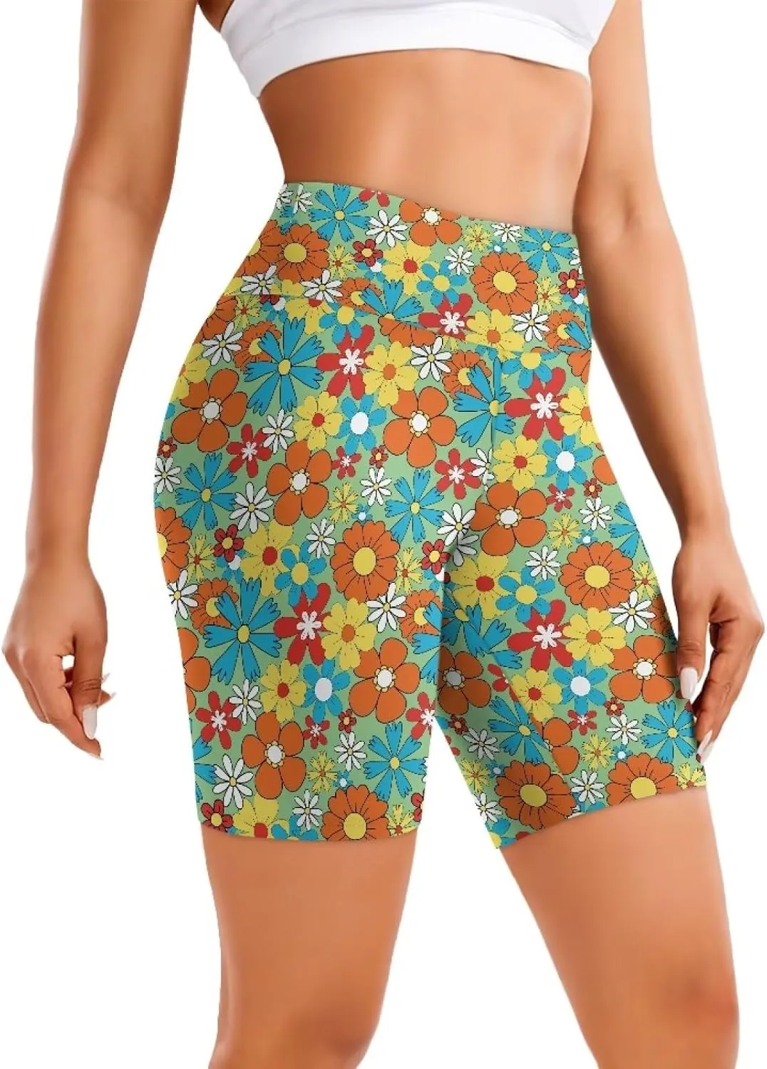 Womens Yoga Shorts High Waist Workout Athletic Shorts Tummy Control Yoga Gym Running Volleyball Shorts for Women