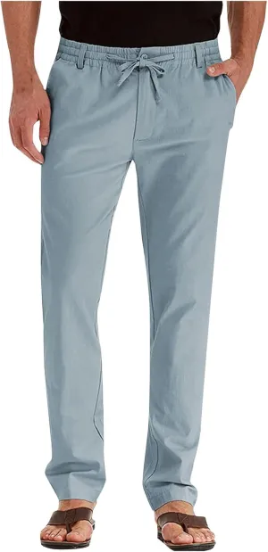 XIAXOGOOL Mens Dress Pants Classic Fit Elastic Waist Drawstring Office Work Pants Summer Lightweight Straight-Leg Pants
