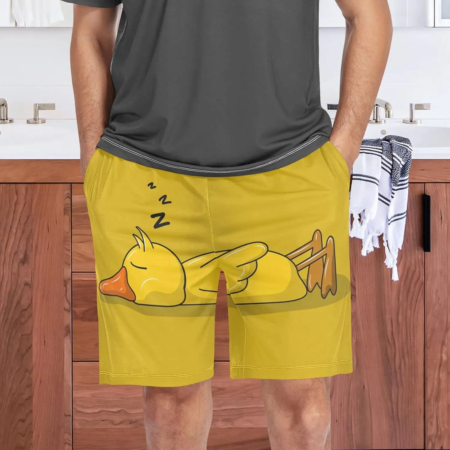 Yellow Sleeping Duck Men's Pajama Pants Shorts Sleepwear Lounge Pajama Bottoms