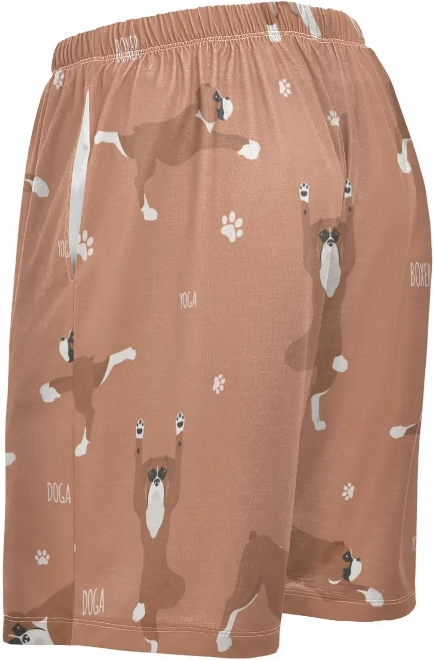 Yoga Boxer Dog Pattern Men's Pajama Pants Shorts Sleepwear Lounge Pajama Bottoms