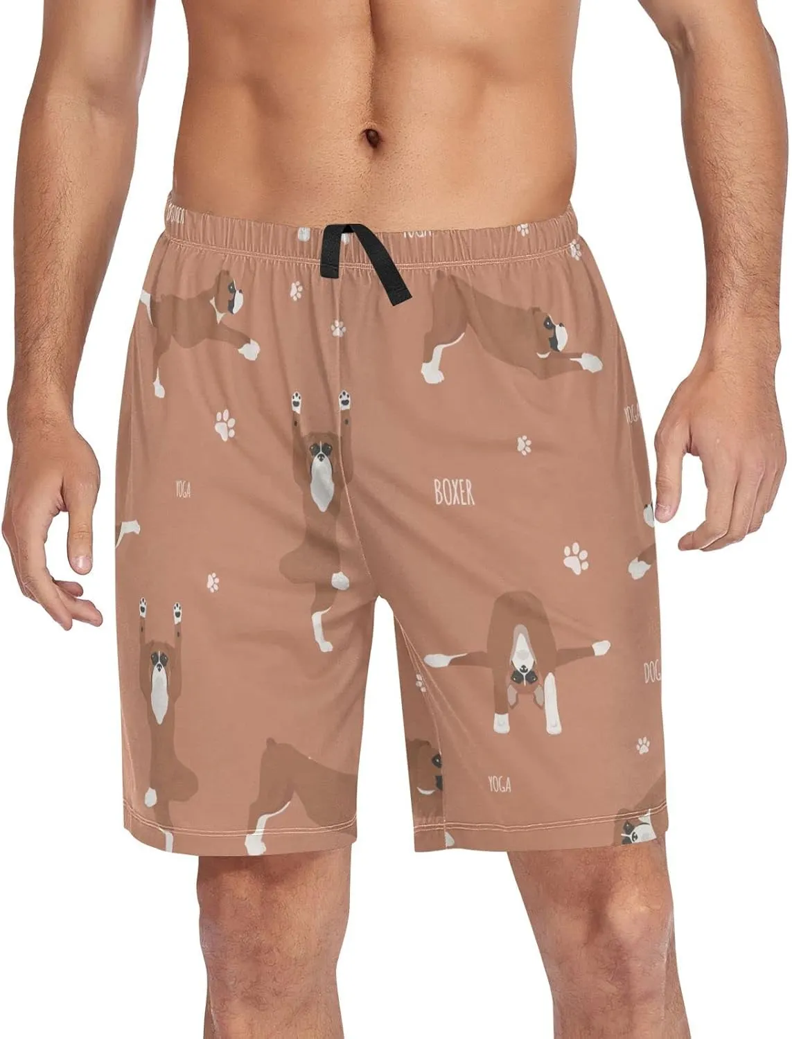 Yoga Boxer Dog Pattern Men's Pajama Pants Shorts Sleepwear Lounge Pajama Bottoms