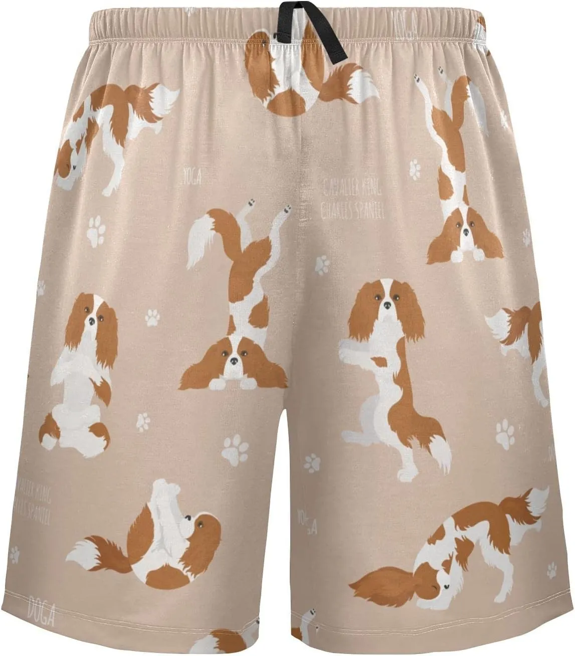 Yoga Cavalier King Charles Spaniel Dog Men's Pajama Pants Shorts Sleepwear Lounge Pajama Bottoms