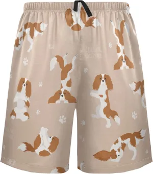 Yoga Cavalier King Charles Spaniel Dog Men's Pajama Pants Shorts Sleepwear Lounge Pajama Bottoms