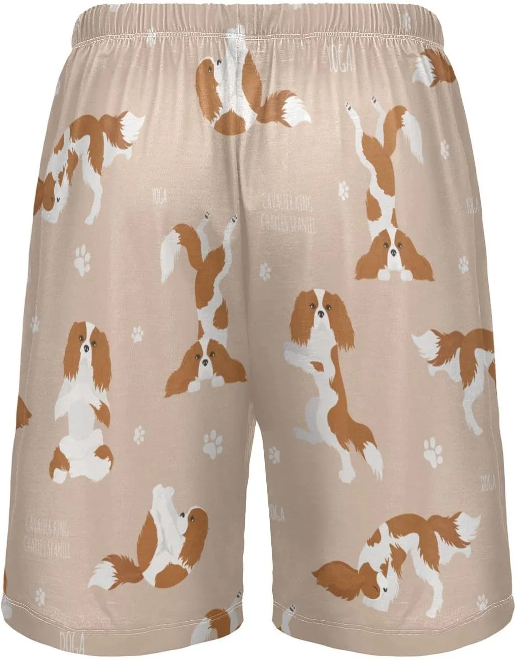 Yoga Cavalier King Charles Spaniel Dog Men's Pajama Pants Shorts Sleepwear Lounge Pajama Bottoms
