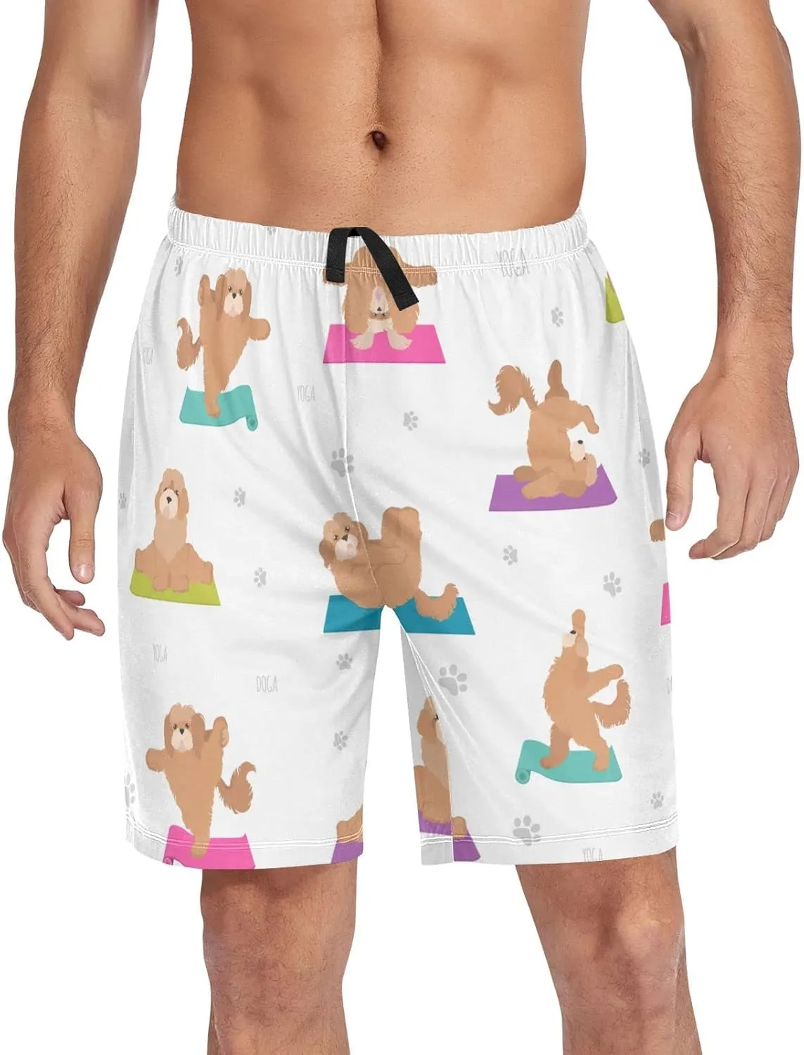 Yoga Cockapoo Dog Pattern Men's Pajama Pants Shorts Sleepwear Lounge Pajama Bottoms