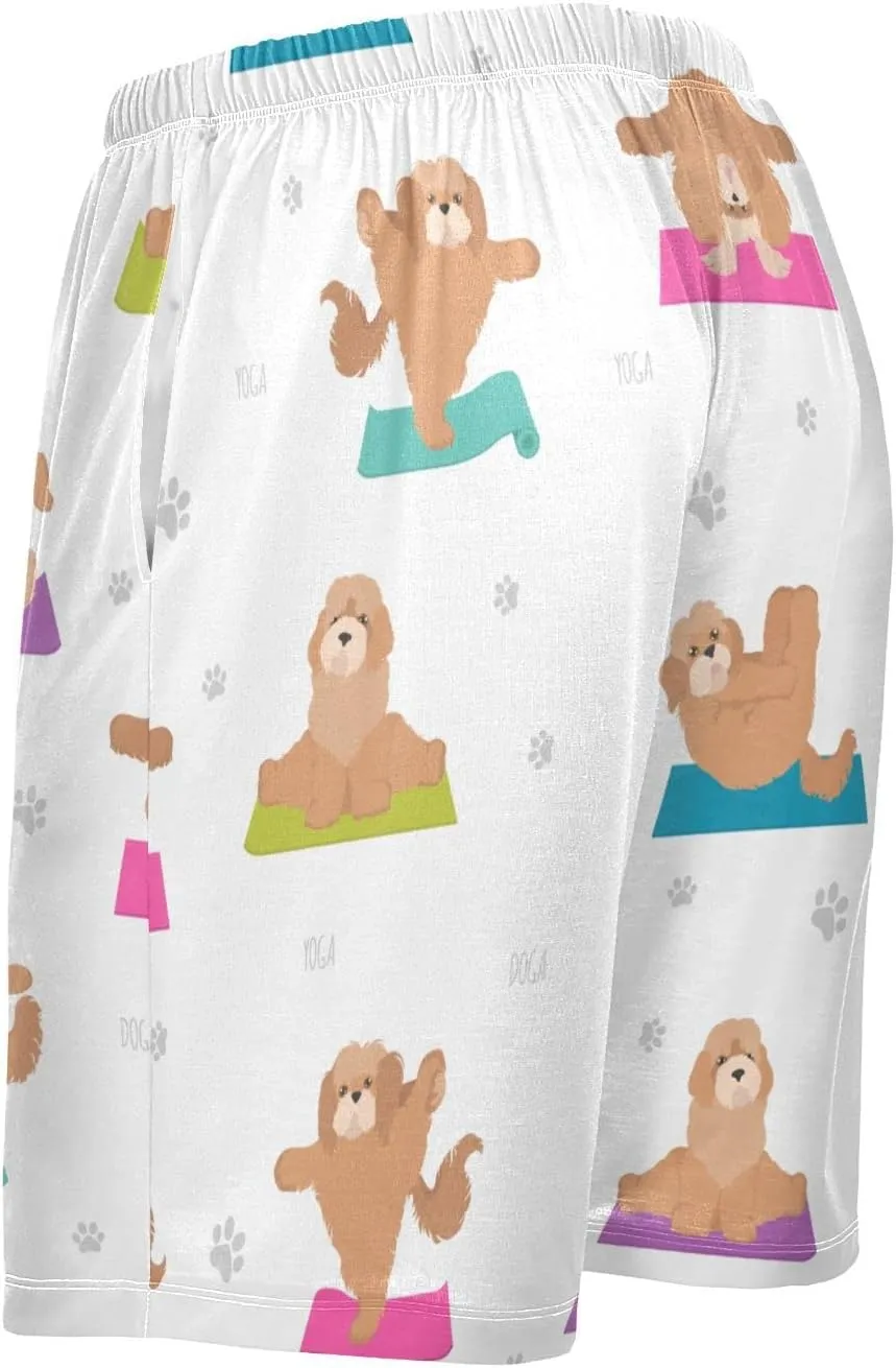 Yoga Cockapoo Dog Pattern Men's Pajama Pants Shorts Sleepwear Lounge Pajama Bottoms