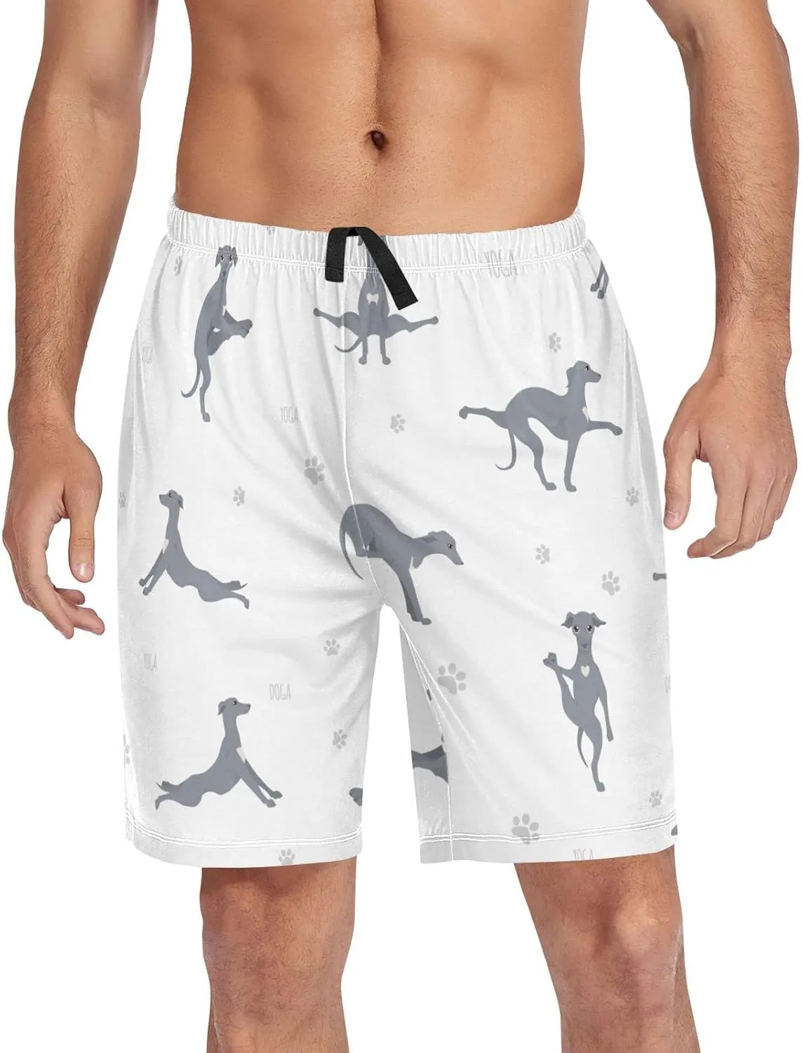 Yoga Italian Greyhound Dog Pattern Men's Pajama Pants Shorts Sleepwear Lounge Pajama Bottoms
