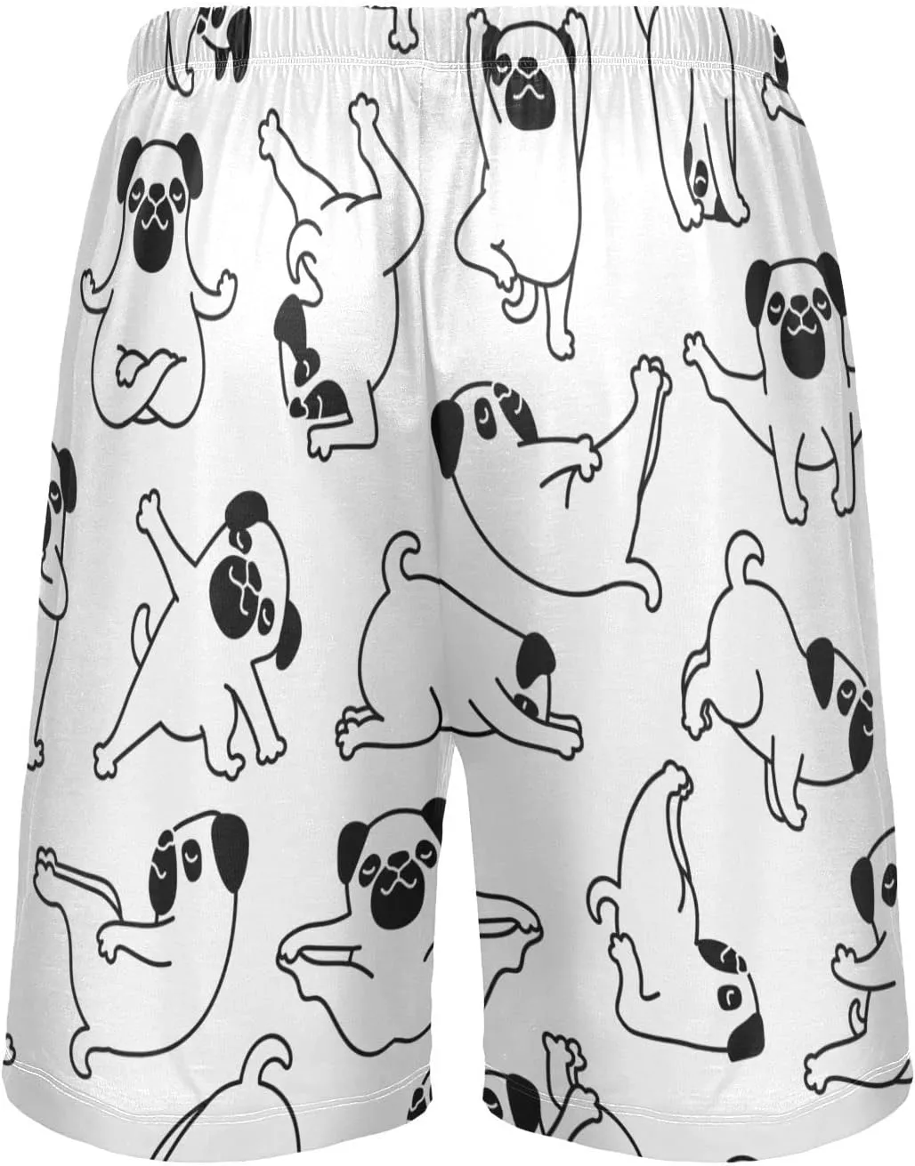 Yoga Pug Dog Pattern Men's Pajama Pants Shorts Sleepwear Lounge Pajama Bottoms