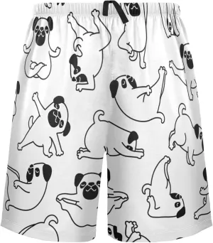 Yoga Pug Dog Pattern Men's Pajama Pants Shorts Sleepwear Lounge Pajama Bottoms