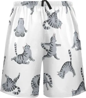 Yoga Tabby Cat Pattern Cute Kitten Men's Pajama Pants Shorts Sleepwear Lounge Pajama Bottoms