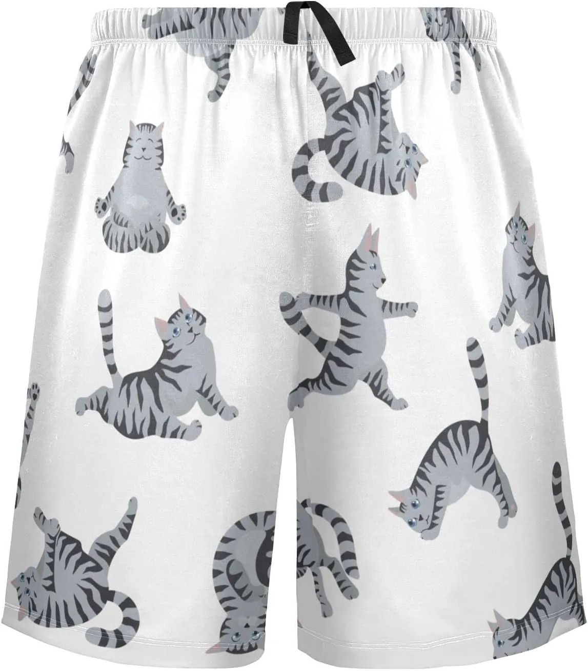 Yoga Tabby Cat Pattern Cute Kitten Men's Pajama Pants Shorts Sleepwear Lounge Pajama Bottoms