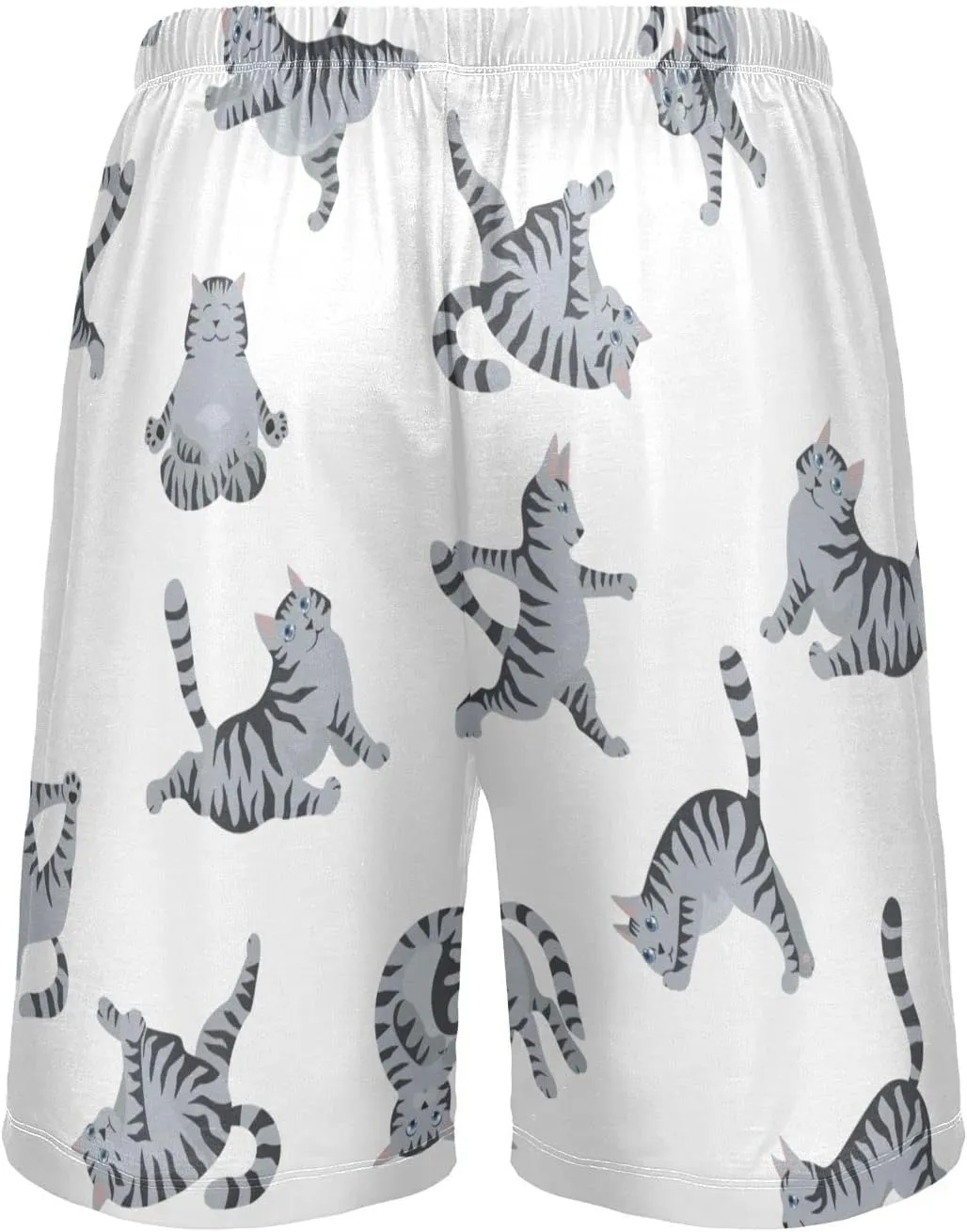 Yoga Tabby Cat Pattern Cute Kitten Men's Pajama Pants Shorts Sleepwear Lounge Pajama Bottoms