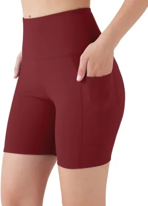 YOGAFREE Biker Shorts for Women High Waist Yoga Shorts with Pockets Stretch Tummy Control Workout Athletic Running Shorts