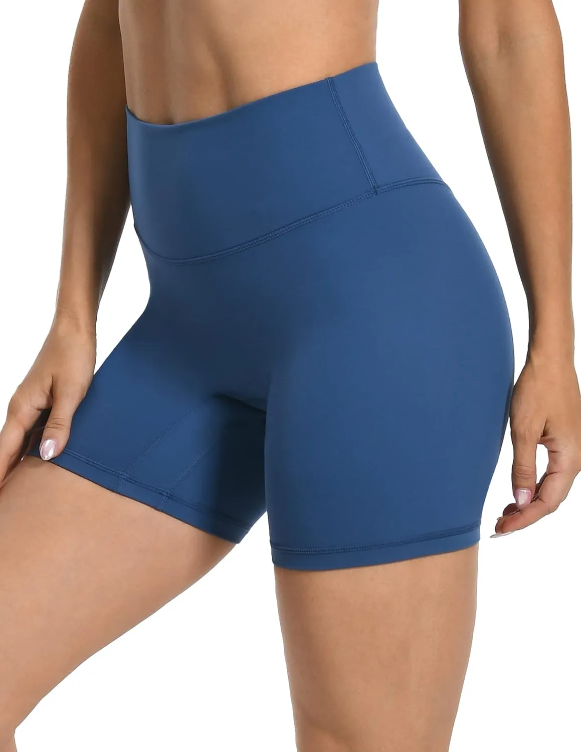YUNOGA Women's High Waist Athletic Shorts 6" Inseam Yoga Shorts No Front Seam Workout Running Biker Shorts