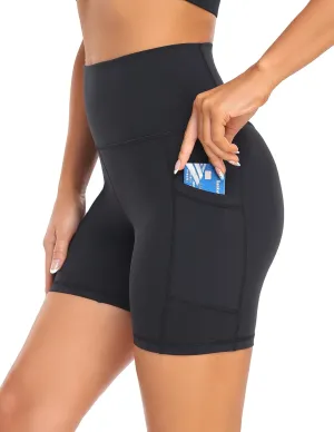 YUNOGA Womens High Waist Biker Shorts with Pockets 6"/8" Yoga Shorts Gym Workout Running Spandex Shorts