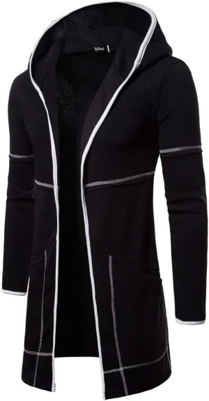 ZYXTIM Men's Cardigan Hoodies Sweatshirts Slim Fit Open Front Drape Longline Hooded Fall Winter Coat Thermal Casual Outwears
