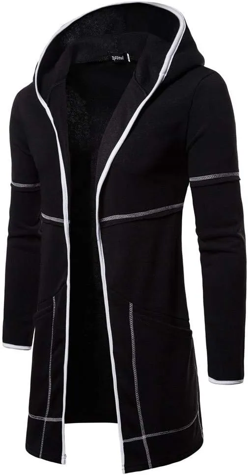 ZYXTIM Men's Cardigan Hoodies Sweatshirts Slim Fit Open Front Drape Longline Hooded Fall Winter Coat Thermal Casual Outwears