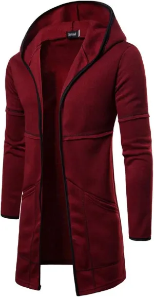 ZYXTIM Men's Cardigan Hoodies Sweatshirts Slim Fit Open Front Drape Longline Hooded Fall Winter Coat Thermal Casual Outwears